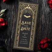 Gouden Gotische Vampierkathedraal Save the Date Kaart