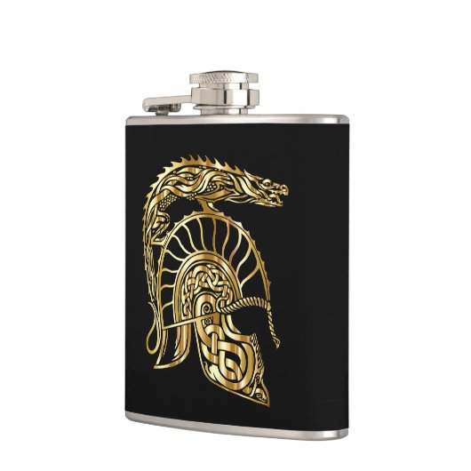 gouden gouden goudstang, helmforge in gouden textu heupfles (Links)