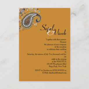 Gouden gouden Paisley Hindoe bruiloft Insert Kaart