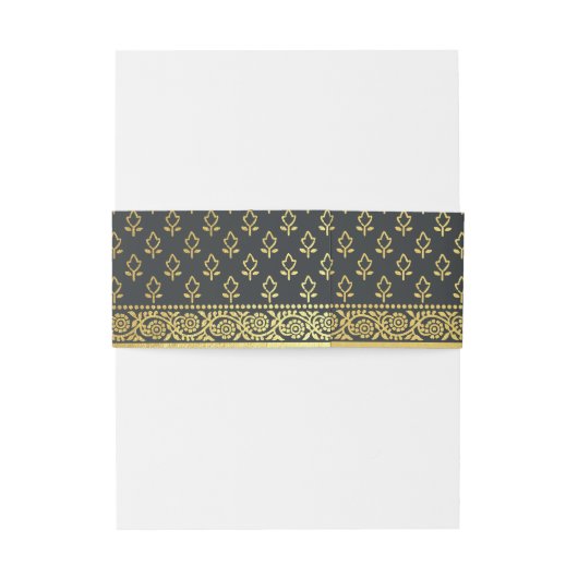 Gouden goudsbloem bloem Mundap boog Monogram bruil Uitnodigingen Wikkel (Achterkant Voorbeeld)