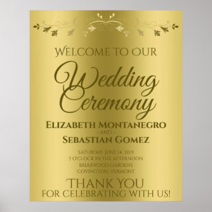 Gouden Gradiënt Elegant Welkom bij onze Trouwkaart Poster