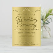 Gouden Gradiënt &  filigraan Elegante bruiloft Programma (Staand voorkant)