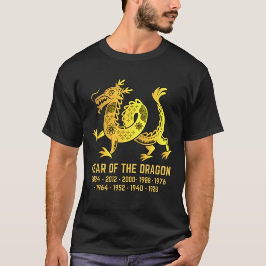 Gouden Gradiënt Jaar van de Draak Chinese Zodiac T-shirt (Voorkant)