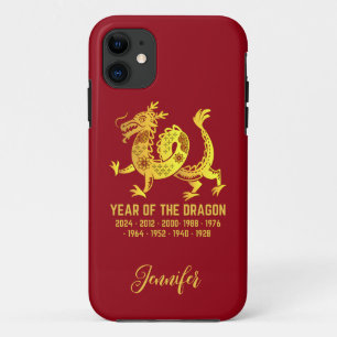 Gouden Gradiënt Jaar van de Draak Zodiac Rood iPhone 11 Hoesje