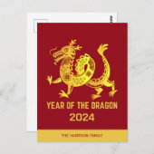 Gouden Gradiënt Jaar van de Dragon Zodiac Naam Roo Briefkaart (Voorkant / Achterkant)