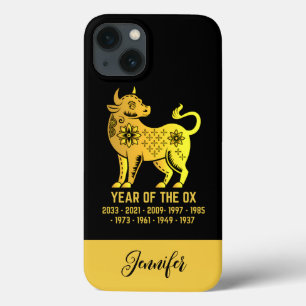 Gouden Gradiënt Jaar van de os Dierenriem Zwart iPhone 13 Hoesje