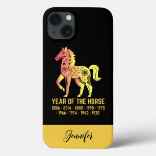 Gouden Gradiënt Jaar van het Paard Zodiac Naam Zwa iPhone 13 Hoesje