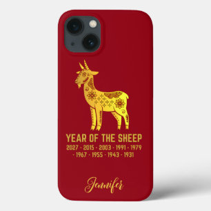Gouden Gradiënt Jaar van het Schaap Zodiac Naam Ro iPhone 13 Hoesje