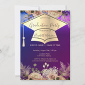 Gouden Graduation Cap, Bloemen Afstuderen Kaart (Voorkant)