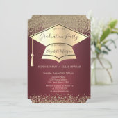 Gouden Graduation Cap, Gouden Diamanten Afstuderen Kaart (Staand voorkant)