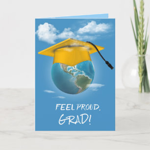 Gouden Graduation Cap op Planet Earth Kaart