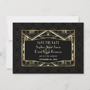 Gouden Great Gatsby Art Deco Stijl Save The Date