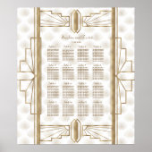 Gouden Great Gatsby Art Deco Trouw Stoelenkaart Poster (Voorkant)