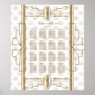 Gouden Great Gatsby Art Deco Trouw Stoelenkaart Poster