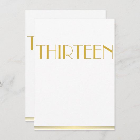 Gouden Great Gatsby Bruiloft Tafelkaartjes Dertien Kaart (Voorkant / Achterkant)