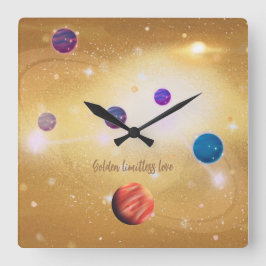 Gouden Grenzeloze Liefde Vierkante Klok