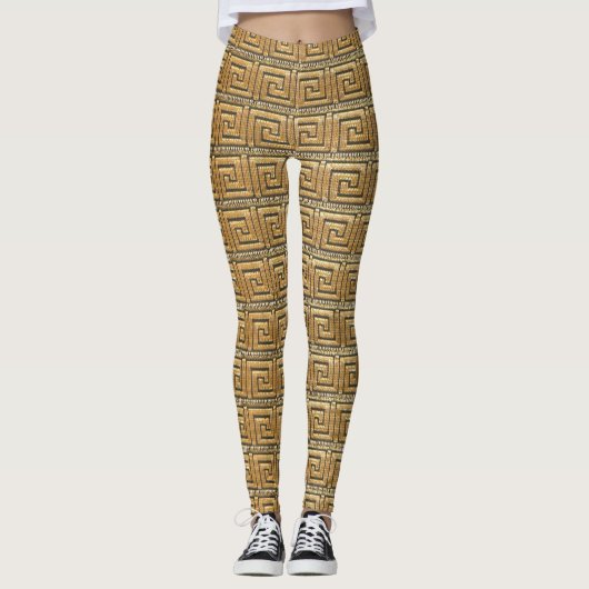 Gouden Griekse sleutel Leggings (Voorkant)