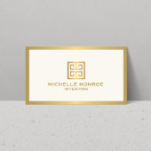 Gouden Griekse sleutel op Ivoor Interieur Designer Visitekaartje