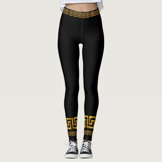 Gouden Griekse Sleutel Sportleggingen Leggings (Voorkant)