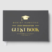 Gouden Grijs Gastboek Retro Typografie Gastenboek (Voorkant)