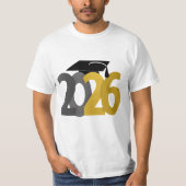 Gouden Grijs Klasse van 2026 Afstuderen T-shirt (Voorkant)