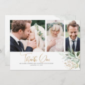 Gouden groen bruiloft dank u foto bedankkaart (Voorkant / Achterkant)