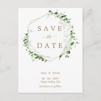 Gouden groen bruiloft Save the Date briefkaart