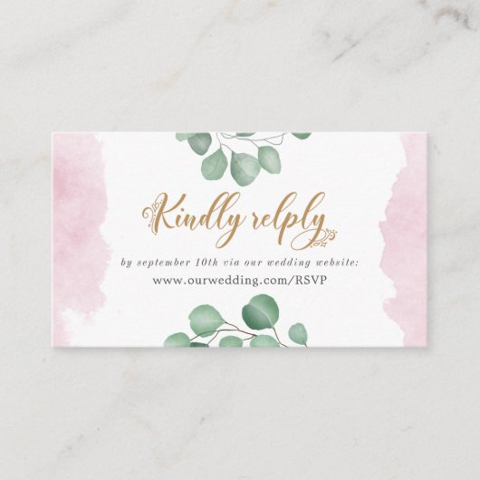 Gouden Groen Bruiloft Website RSVP Behuizing Kaart (Voorkant)
