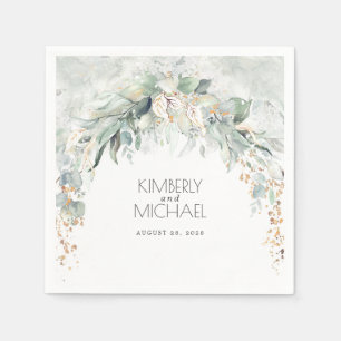 Gouden groen en Eucalyptus bladeren bruiloft Servet