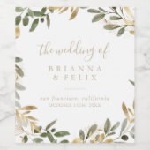 Gouden groen herfst bruiloft wijn labels wijn etiket (Enkel label)