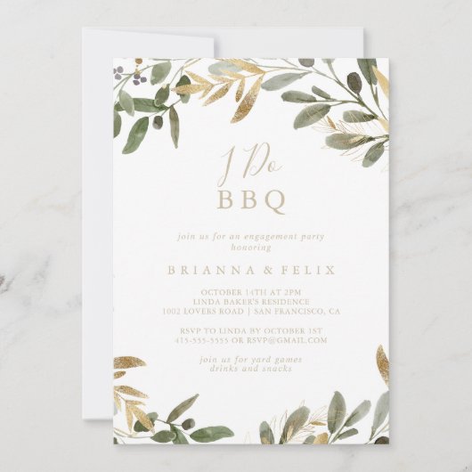 Gouden groen Herfst Ik doe BBQ Engagement Party Kaart (Voorkant)