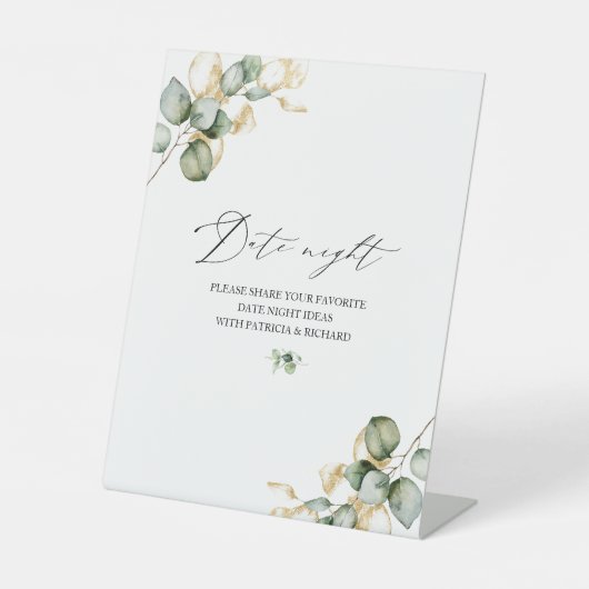 Gouden groen Vrijgezellenfeest Datum Nachtkruik te Reclamebord Met Voetstuk (Voorkant)