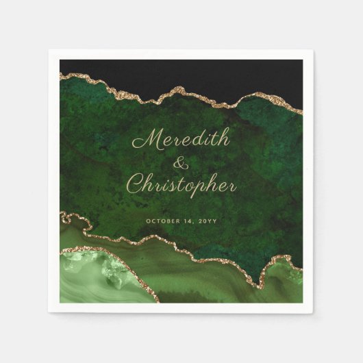 Gouden groene agaat bruiloft servetten (Voorkant)
