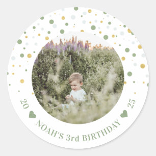 Gouden & Groene Ballonnen Jongens Verjaardagsfee Ronde Sticker