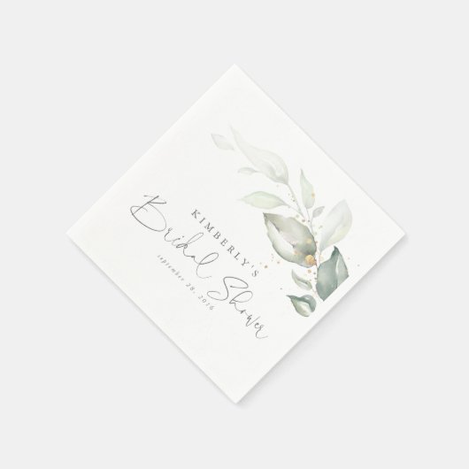 Gouden Groene Bladeren Elegante Bruidsdouche Servet (Hoek)