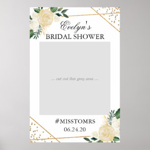 Gouden groene bloem bruiloftsshower foto prop poster