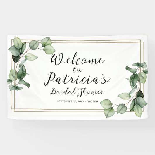 Gouden Groene Bruidsfeest Welkomstbanner Spandoek (Horizontaal)