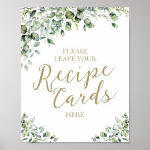 Gouden Groene Bruiloft Feest Recept Kaarten Bord Poster