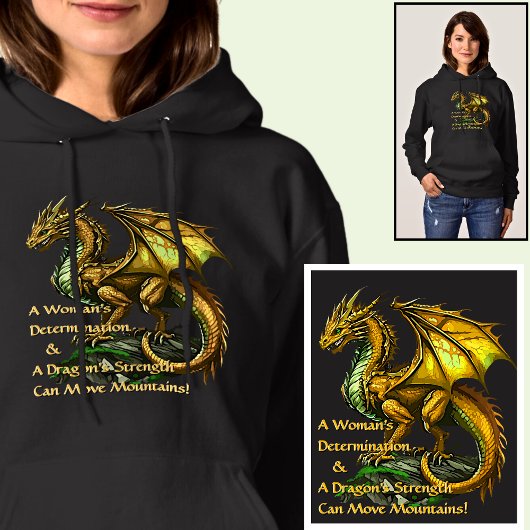 Gouden Groene Draak & Vrouw Kan Bergen Verzetten Hoodie