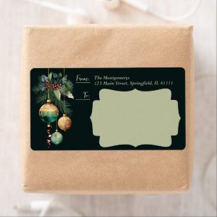 Gouden groene kerstversiering verzending etiket