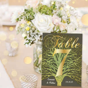 Gouden groene kronkelende boom tafel nummer 7 briefkaart