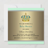 Gouden Groene Kroonprins Baby Jongen Shower Kaart (Achterkant)