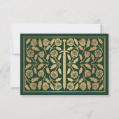 Gouden Groene Middeleeuwse Zwaard Huwelijks RSVP Kaartje (Achterkant)