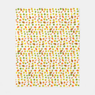 Gouden, groene, Oranje herfst bladeren op wit Fleece Deken