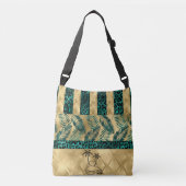 Gouden groene palmboom op maat crossbody tas (Voorkant)
