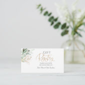 Gouden groene takken Elegant wit geschenk register Informatiekaartje (Staand voorkant)