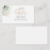 Gouden groene takken Elegant wit geschenk register Informatiekaartje (Voorkant / Achterkant)