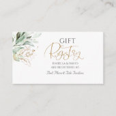 Gouden groene takken Elegant wit geschenk register Informatiekaartje (Voorkant)