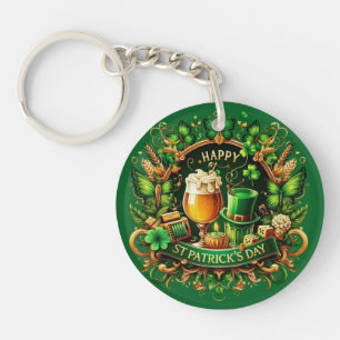 Gouden & Groene Weelderige St. Patrick's Dag Vieri Sleutelhanger