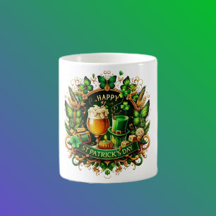 Gouden & groene weelderige St. Patrick's Day-vieri Koffiemok